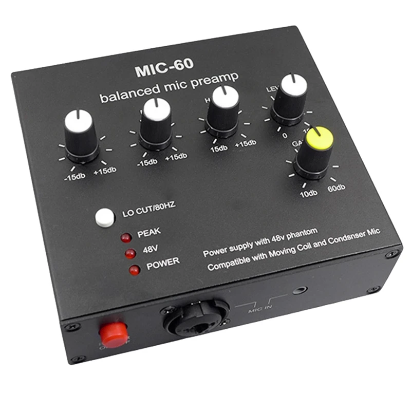 Balanced Dynamic Microphone Amplifier Condenser Microphone Amplifier MIC-60 With 48V Phantom Power
Balanced Dynamic Microphone Amplifier Condenser Microphone Amplifier MIC-60 With 48V Phantom Power