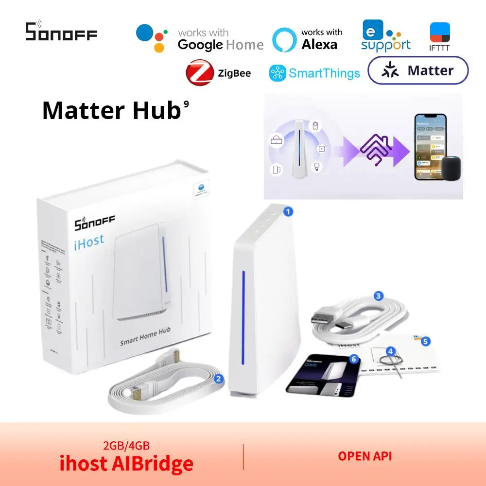 Sonoff Matter Hub Ihost Aibridge 2 ГБ/4 ГБ умный дом Zigbee Hub интеграция Apple Home Node-RED Matter WiFi Zigbee Gateway Open API
Sonoff Matter Hub Ihost Aibridge 2 ГБ/4 ГБ умный дом Zigbee Hub интеграция Apple Home Node-RED Matter WiFi Zigbee Gateway Open API