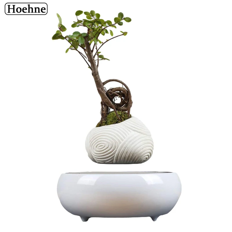 

Floating Magnetic Flower Pot Plant Levitating Air Bonsai Pots Rotation Pot Planters for Home Office Hotel Desk Succulent Decor