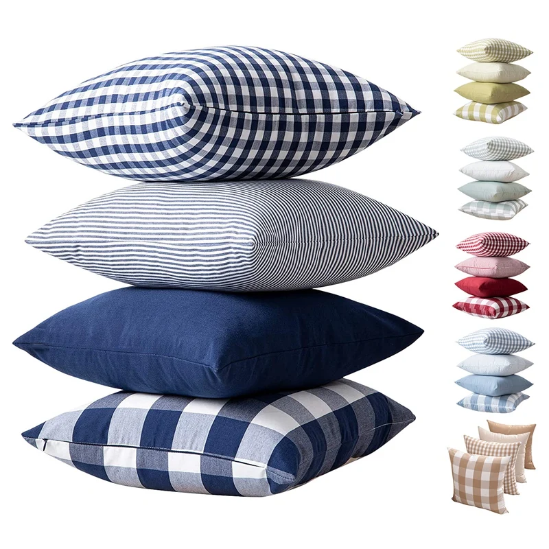 

Set Of 4 Cushions Square Design Durable Pillowcase For Bed Sofa Bedroom Chair Office 45X45cm