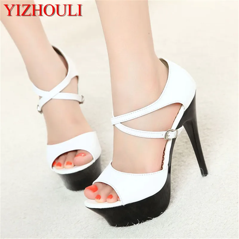 

Graceful Elegant Open Toe 15cm White Wedding Shoes Bridal High-heeled Platform Dress Shoes