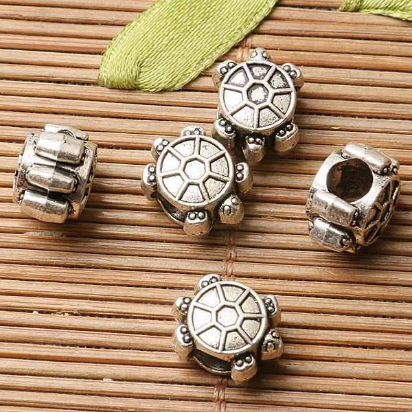 

10pcs 12*8mm Dark Silver Color 2sided Turtle Design Loose Bead Fit Bracelet EF2794 Beads for Jewelry Making