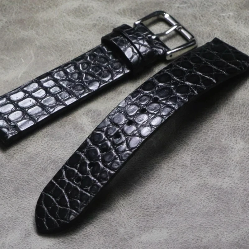 

Handmade leather Crocodile skin watch band Black Wristband 16mm 18mm 19mm 20mm 21mm 22mm Thin section vintage strap