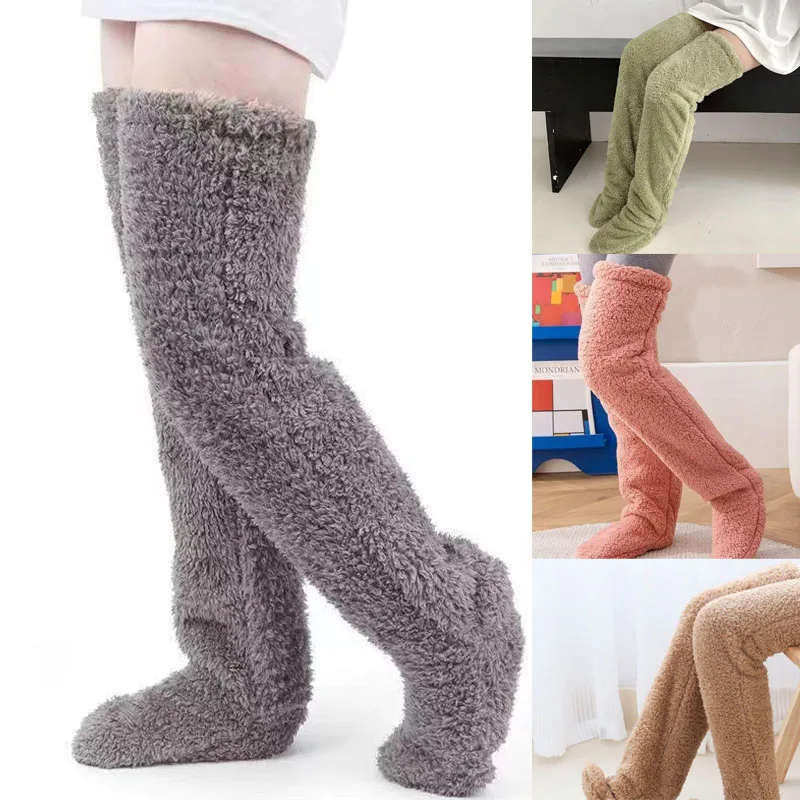 

Thigh High Socks Over Knee Fuzzy Socks Boot Socks Stocking Legging Stocking Plush Leg Warmers for Office Living Room Women Kids