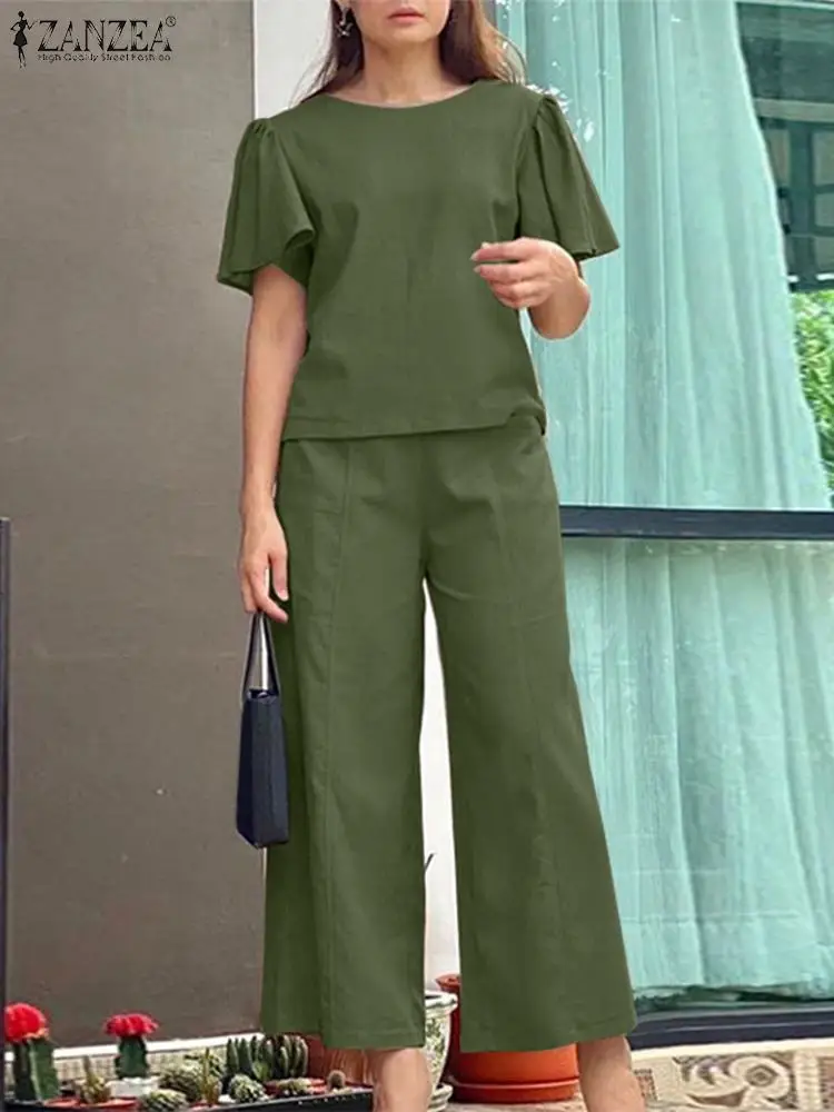 ZANZEA Women Suit Office OL Outfits Summer Short Sleeeve Blouse & Wide Leg Pants Fashion Solid Matching Sets Urban Tracksuits
ZANZEA Women Suit Office OL Outfits Summer Short Sleeeve Blouse & Wide Leg Pants Fashion Solid Matching Sets Urban Tracksuits