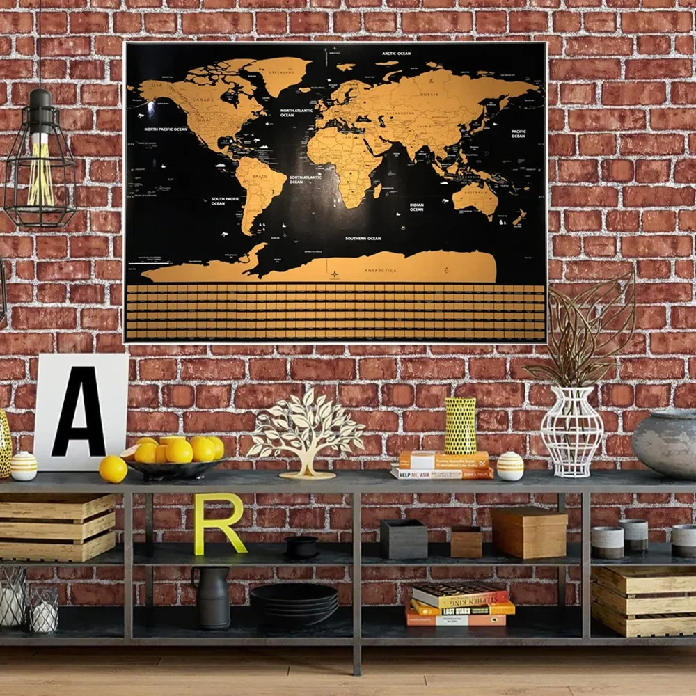 

Deluxe Scratch Off Map Top quality Gold Scratch Off Layer Visual Travel Map Office Supplies Wall Painting Home Decor Poster A1