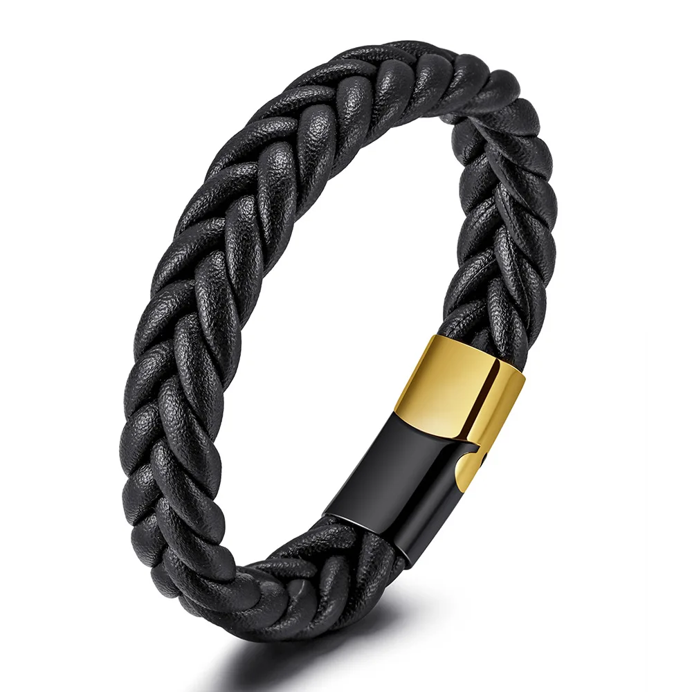 Light luxury fashion hand-woven cowhide leather rope stainless steel charm bracelet for men
Light luxury fashion hand-woven cowhide leather rope stainless steel charm bracelet for men