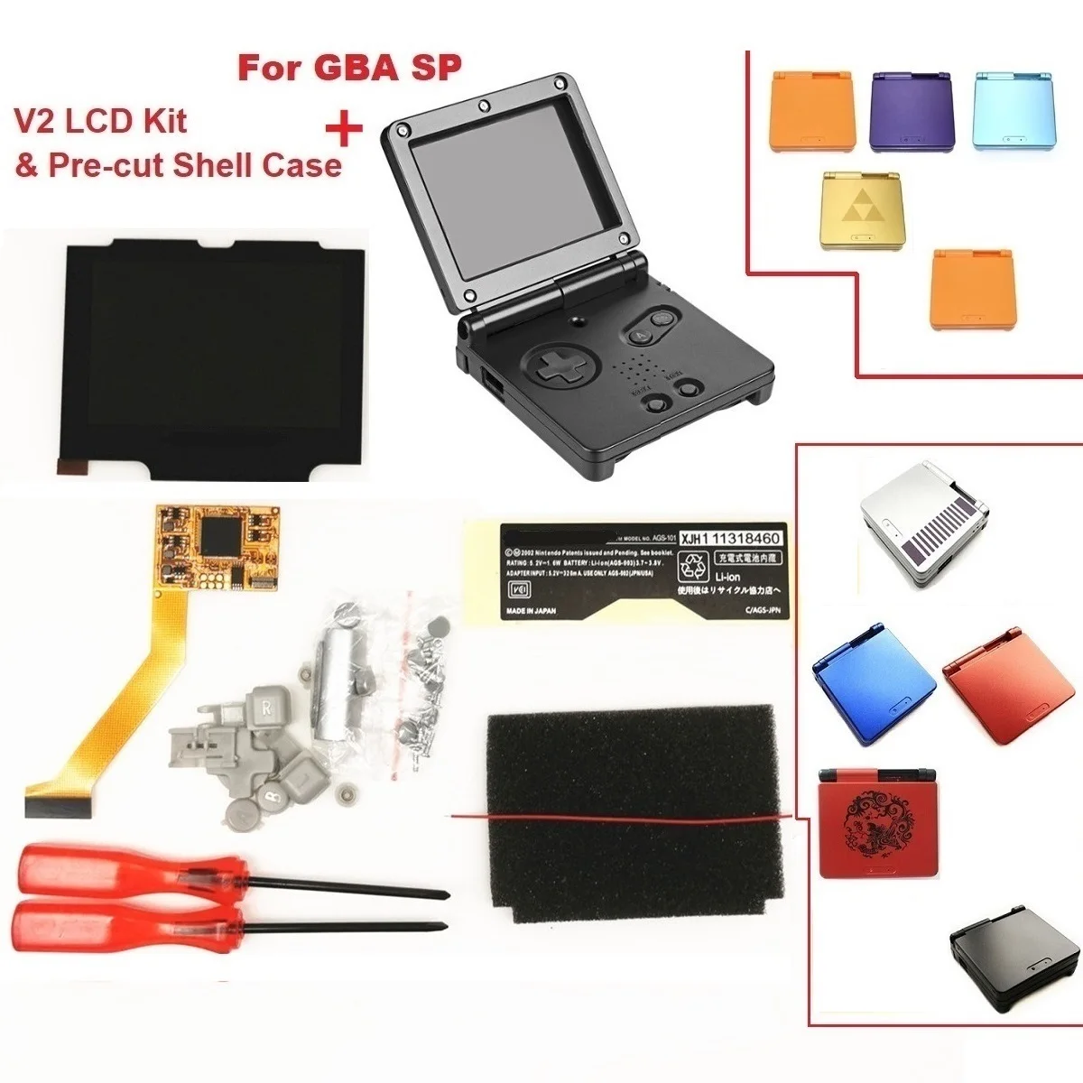 V2 IPS Screen LCD Kits for GBA SP Backlight LCD Screen 5 Levels Brightness V2 Screen For GBA SP Console And Pre-cut Shell
V2 IPS Screen LCD Kits for GBA SP Backlight LCD Screen 5 Levels Brightness V2 Screen For GBA SP Console And Pre-cut Shell