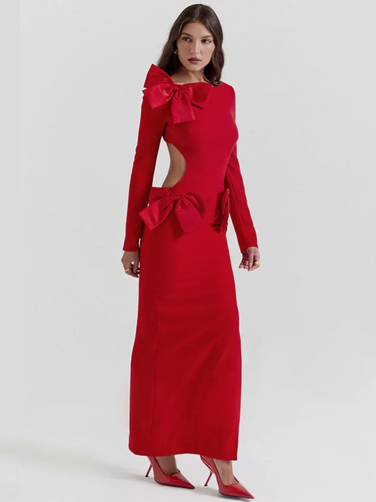 O Neck Long Sleeve Bodycon Club Party Long Dress New Elegant Bow Backless Sexy Maxi Dress For Women Fashion Red
O Neck Long Sleeve Bodycon Club Party Long Dress New Elegant Bow Backless Sexy Maxi Dress For Women Fashion Red