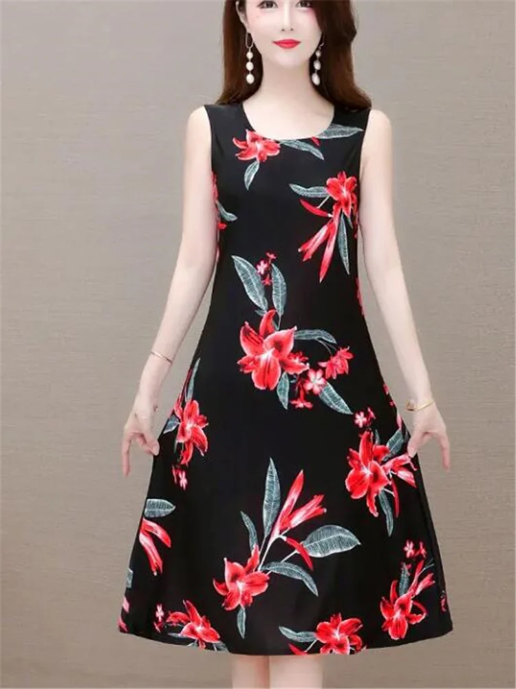 3D Floral Print Dress For Women O-Neck Sleeveless Medium Woman Dress Summer Clothing Loose Belly Cover Silky Female Slip Dress
3D Floral Print Dress For Women O-Neck Sleeveless Medium Woman Dress Summer Clothing Loose Belly Cover Silky Female Slip Dress