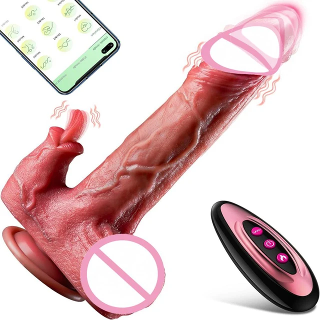 Gode pénis réaliste pour femme, contrôle d'application, jouets sexuels, chauffage télescopique, point G, léchage de langue, clitoridien, UNIS issement anal, vibrateur féminin 1
