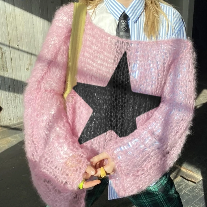 Y2k Women Star Pattern Loose Knitted Sweater Long Sleeve O Neck Hollow Out Pullover Fall Winter Casual Jumper Streetwear
Y2k Women Star Pattern Loose Knitted Sweater Long Sleeve O Neck Hollow Out Pullover Fall Winter Casual Jumper Streetwear