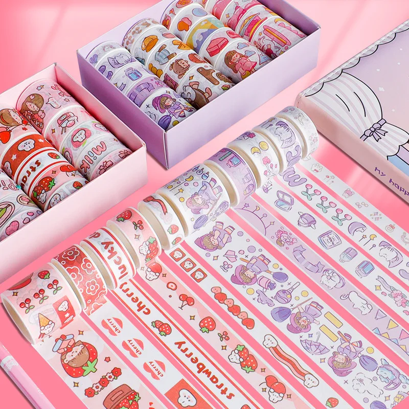 

20 Rolls of Hand Account Washi Tape, Cute Cartoon Stationery Washi Tapes, Cute and Fun Aesthetic Stationery, Stickers Stationery