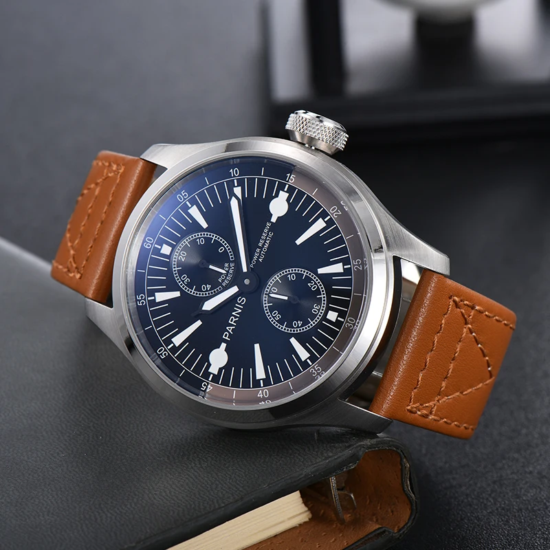 47mm PARNIS 21 Jewels Automatic Self-Wind Movement Luminous Men's Watch Power Reserve Business Pilot Gift GR111-20
47mm PARNIS 21 Jewels Automatic Self-Wind Movement Luminous Men's Watch Power Reserve Business Pilot Gift GR111-20