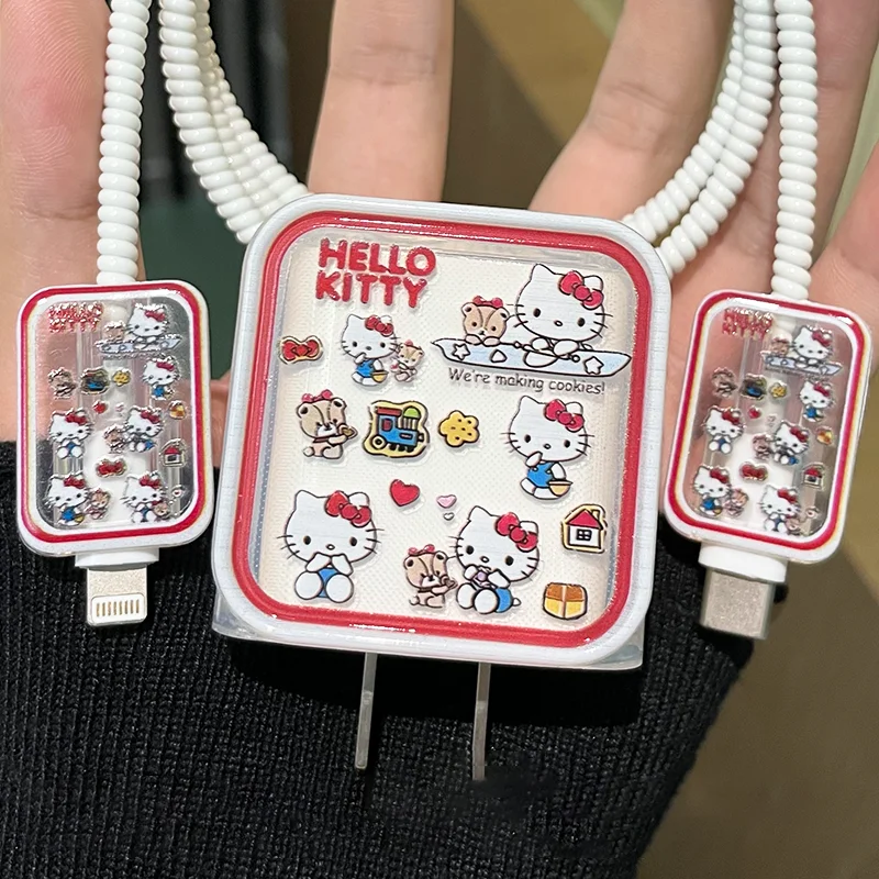 Kawaii Hello Kitty Cable Protection Set For Apple iPhone 18/20w Winder Charger Case Silicone USB Protector Data Line Cover 
Kawaii Hello Kitty Cable Protection Set For Apple iPhone 18/20w Winder Charger Case Silicone USB Protector Data Line Cover