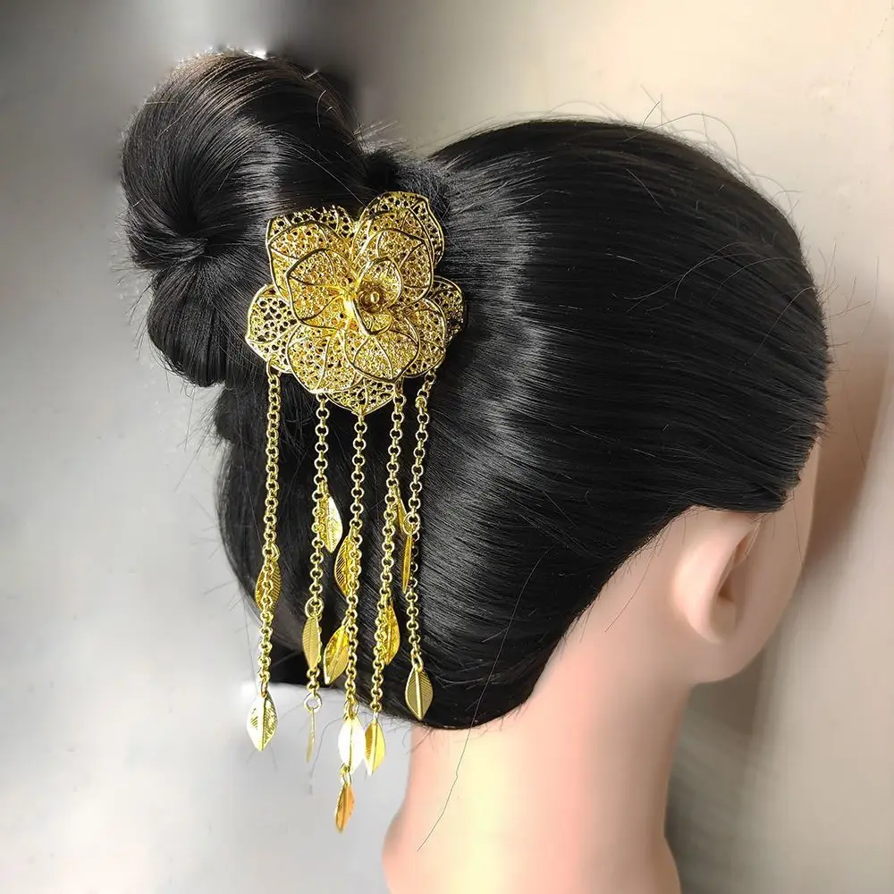 

Ancient Style Headwear Thai Headdress Ancient Hanfu Headwear Flower Tassels Hairpin Leaf Metal Metal Hair Sticks