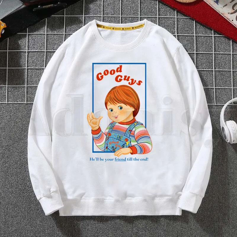 Новые мужские толстовки с капюшоном и мультяшным принтом Чаки из фильма ужасов, однотонная трендовая куртка с принтом, мужская одежда в стиле хип-хоп, мужская одежда 
Новые мужские толстовки с капюшоном и мультяшным принтом Чаки из фильма ужасов, однотонная трендовая куртка с принтом, мужская одежда в стиле хип-хоп, мужская одежда