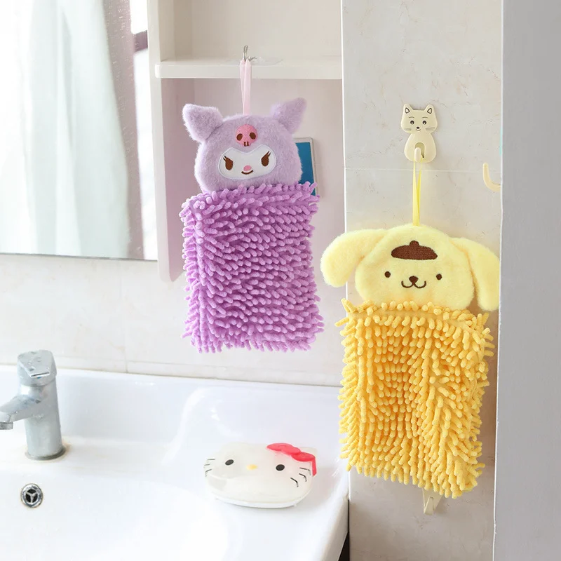 

Cartoon Sanrio Hello Kitty Water Uptake Hand Towels Wipe Cartoon Kuromi Melody Quick Dry Hand Towel for Kitchen Bathroom Tools