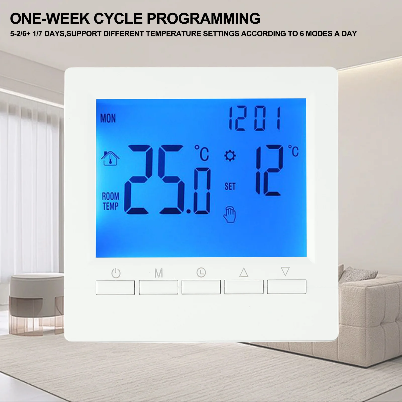 1pc White ThermostatSmart HomeTemperature ControllerTemperature Calibration Children Lock Home Living Products
1pc White ThermostatSmart HomeTemperature ControllerTemperature Calibration Children Lock Home Living Products