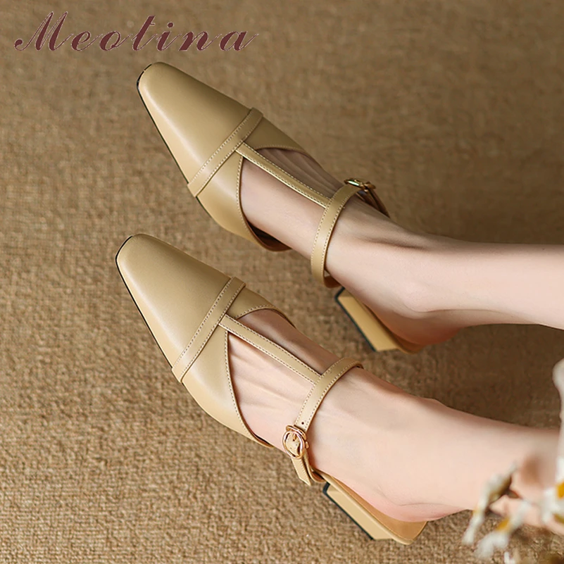 Meotina Women Genuine Leather Shoes Square Toe Thick Mid Heel Slides Buckle Shallow Lady Fashion Slippers Summer Spring Apricot
Meotina Women Genuine Leather Shoes Square Toe Thick Mid Heel Slides Buckle Shallow Lady Fashion Slippers Summer Spring Apricot