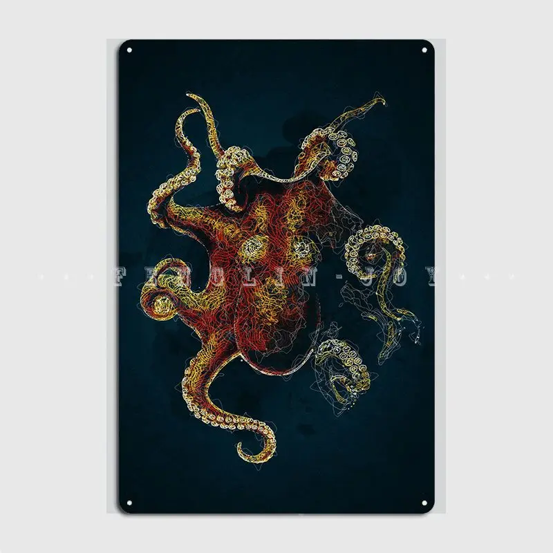 

Octopus Metal Plaque Poster Wall Pub Pub Garage Designing Mural Painting Tin Sign Posters