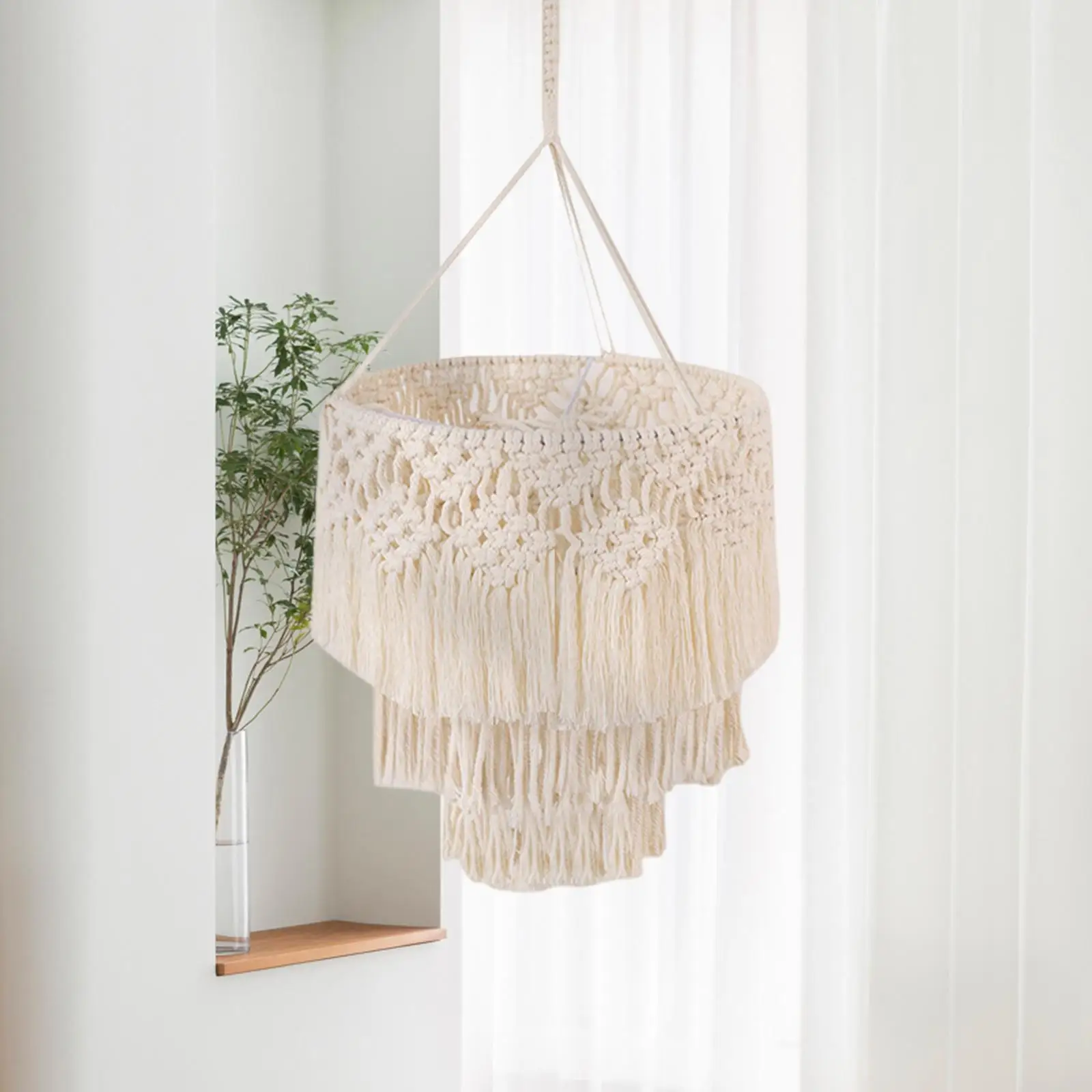 Boho Macrame Lamp Shade - Handwoven Light Cover for Hanging Pendant Lights 3 S0d31052a909f41a6936947b2136dc1e8h