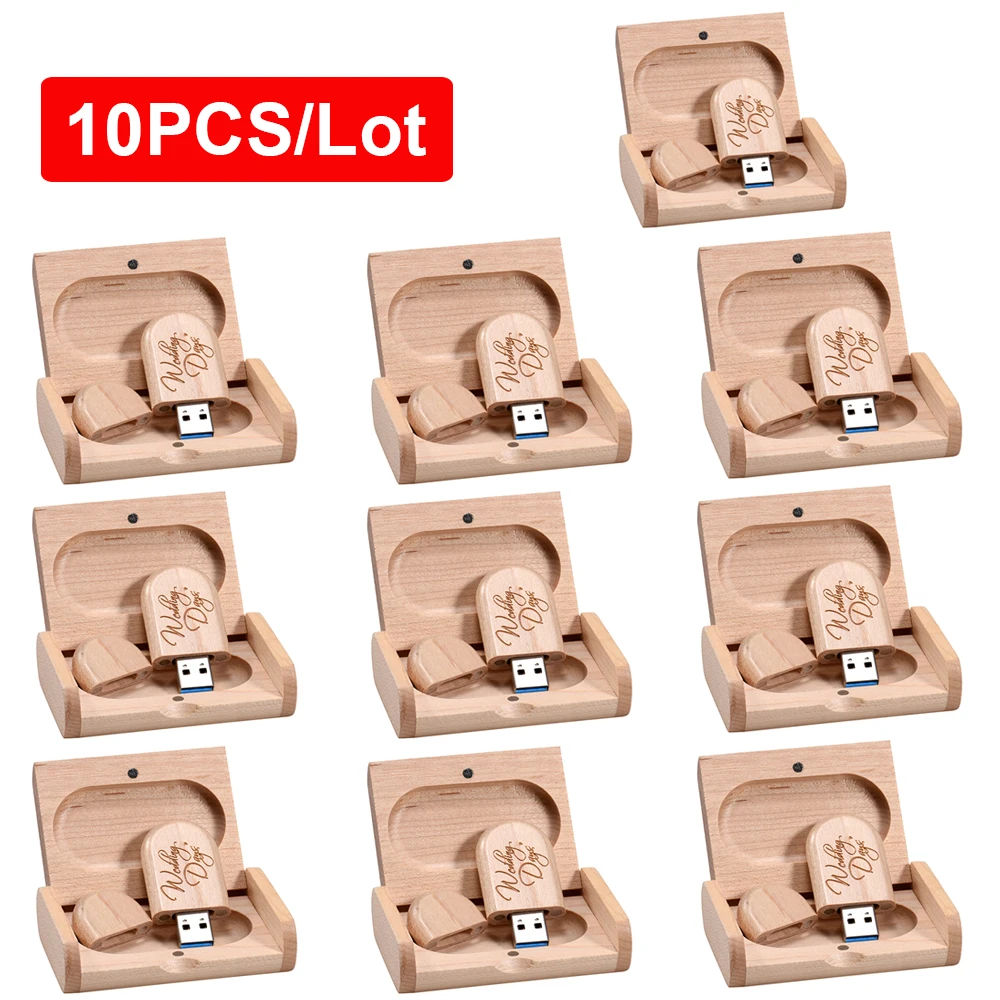 

10PCS/Lot Wood USB 3.0 Flash Drive 4G 8G 16GB 32GB 64GB 128GB Wedding Gifts Pen Drives Photography Memory Stick Free LOGO U Disk