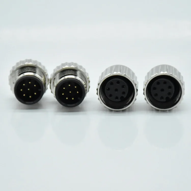 

Male and female injection molded waterproof docking connector M12-8 core bare head connection aviation plug - with wire M12