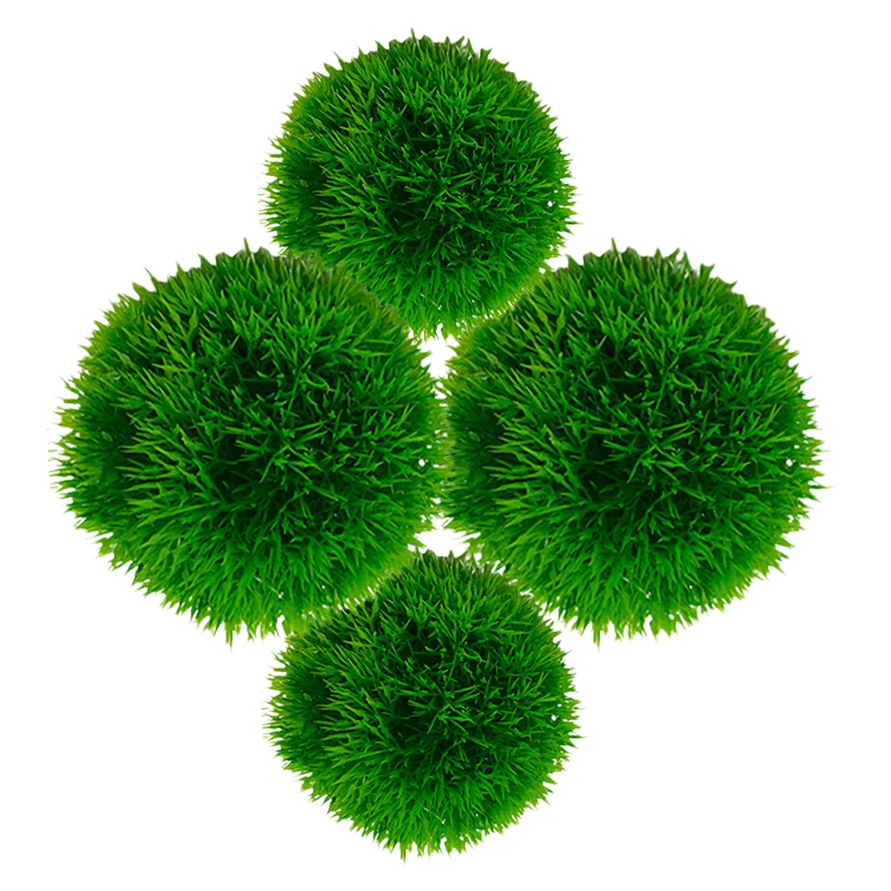 

4 Pcs Aquarium Grass Ball Simulated Water Plants Decorative Aquatic Plastic Lifelike Artificial Fake Fish Tank Decorations