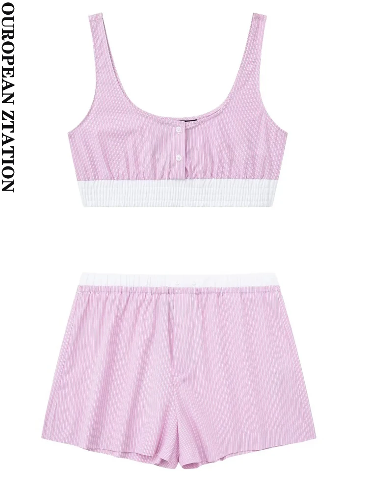 PAILETE Women 2023 fashion contrast striped poplin top or with contrast stripes mid-waist shorts or high-waist striped pants
PAILETE Women 2023 fashion contrast striped poplin top or with contrast stripes mid-waist shorts or high-waist striped pants