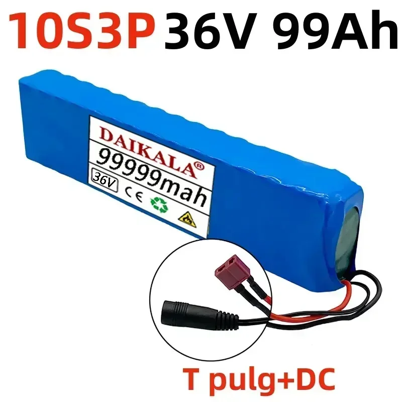 

10S3P New 36V 99Ah 18650 Lithium-ion Battery 350W 500W for High-power Electric Scooters, Motorcycles, Scooters, and 42V Chargers