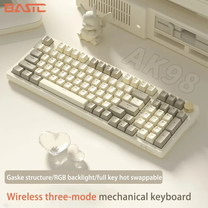 

Ak98 Three-mode Mechanical Keyboard 97+1 Equipped With Cool Lighting Effect Hot-swappable Shaft Gaming Office Keyboard