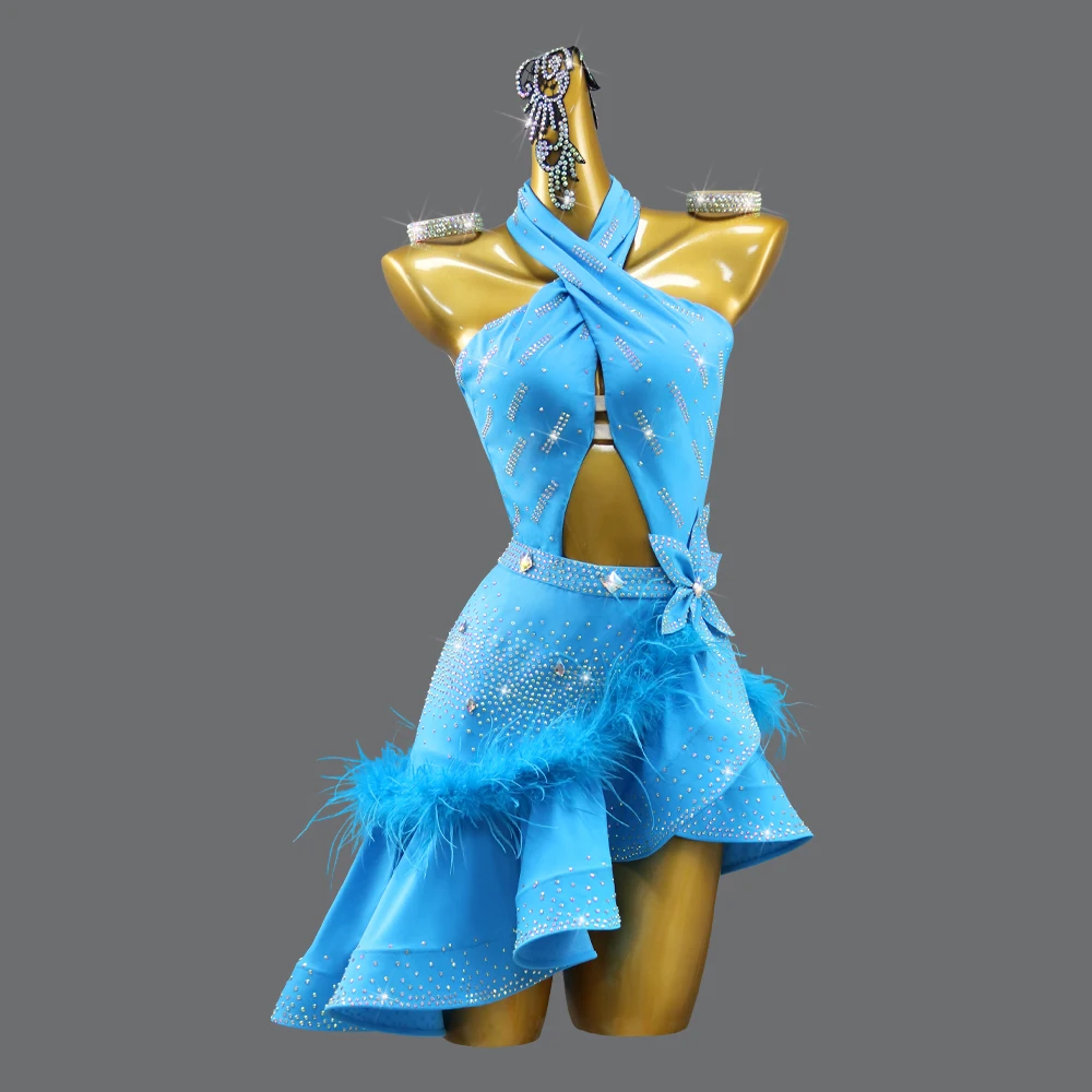 

Latin Dance Dress Stage Outfit For Women Line Suit Ballroom Sports Clothes Dancewear skirt Girl Party Costume Prom Practice Wear