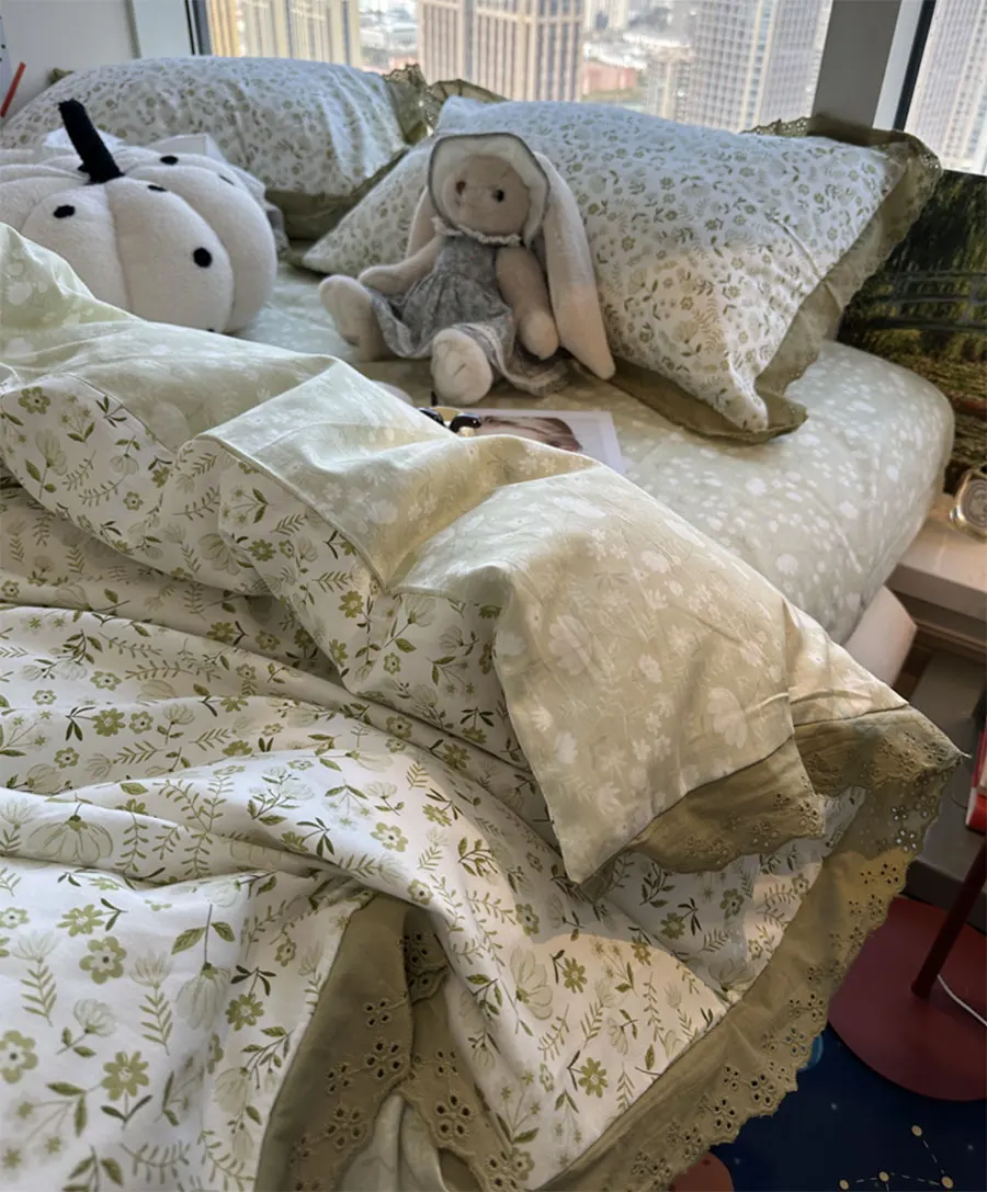 Elegant romantic flower green bedding set,twin full queen fairyfair lace cotton home textile bed sheet pillow case duvet cover 
Elegant romantic flower green bedding set,twin full queen fairyfair lace cotton home textile bed sheet pillow case duvet cover