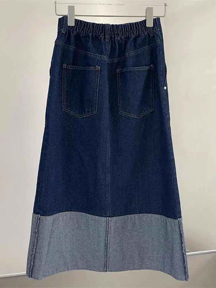 Women Patchwork Slit Rolled Up Washed Denim Skirt 2023 Early Spring Summer New Classic Basic High-Waisted Slim All-Match Skirts 
Women Patchwork Slit Rolled Up Washed Denim Skirt 2023 Early Spring Summer New Classic Basic High-Waisted Slim All-Match Skirts