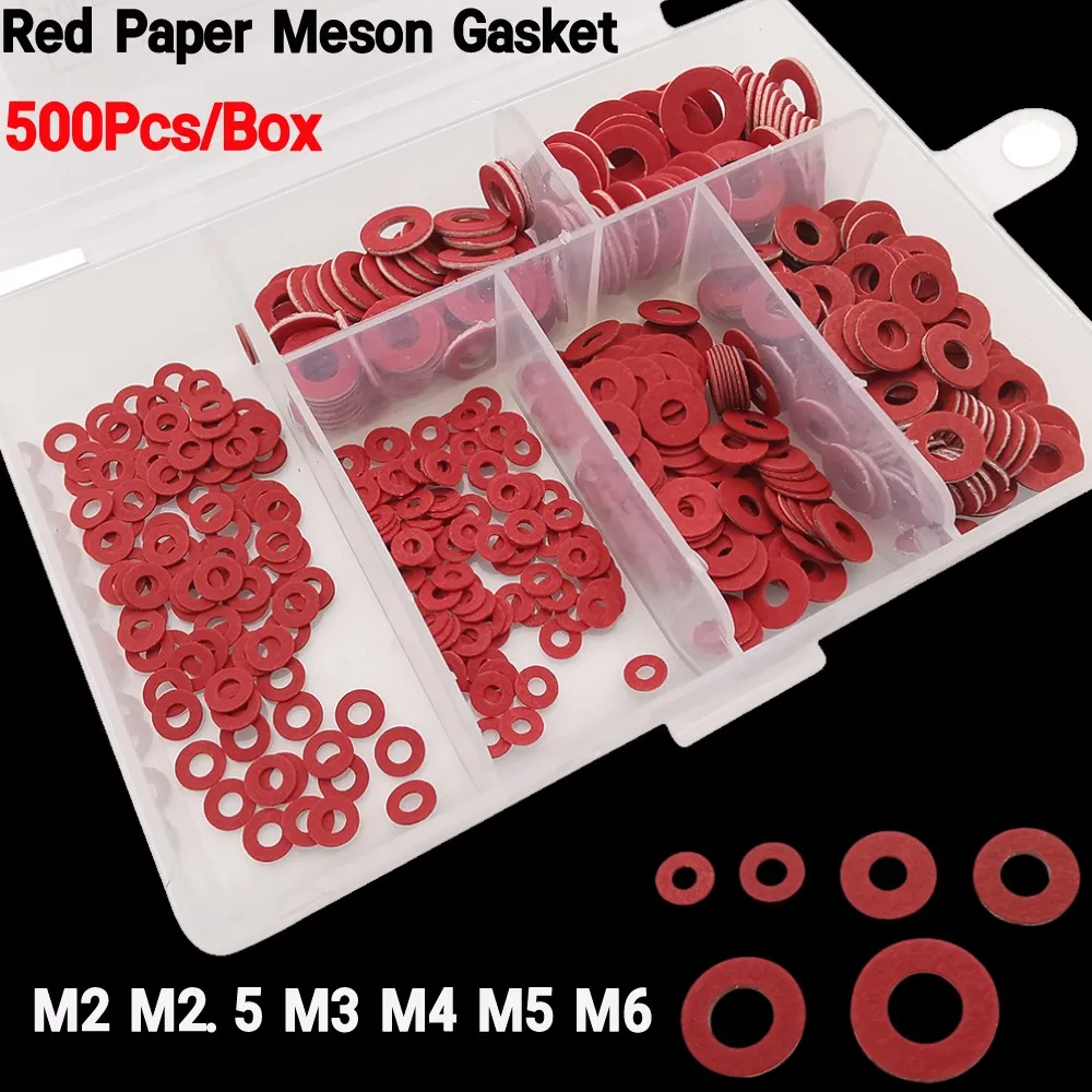 500Pcs/Box M2 M2.5 M3 M4 M5 M6 Steel Flat Pad Spacer Red Paper Insulating Fiber Flat Washer Meson Gasket Kit Set For Computer
500Pcs/Box M2 M2.5 M3 M4 M5 M6 Steel Flat Pad Spacer Red Paper Insulating Fiber Flat Washer Meson Gasket Kit Set For Computer