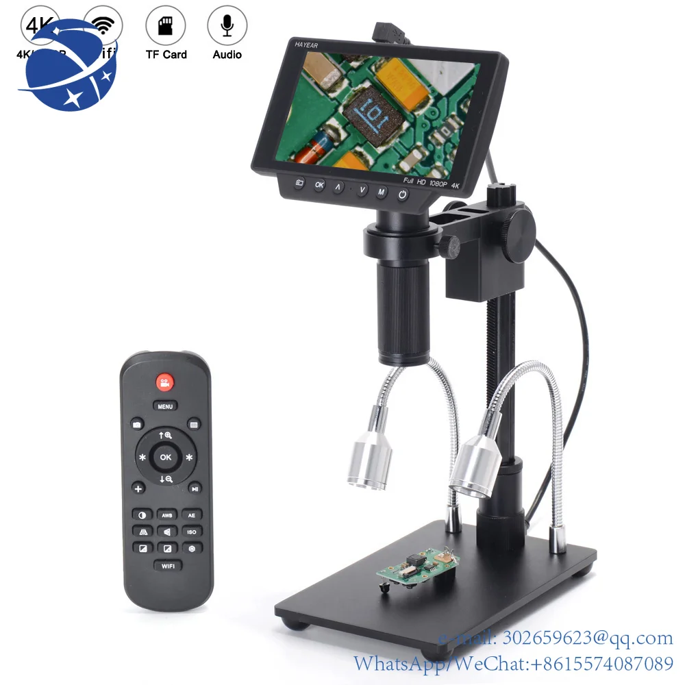 

yyhc 34MP Digital Microscope 4K 5 inch Screen sny CMOS HD Sensor 1080P 60FPS HDMI-Compatible USB & WIFI Camera 150X C-mount Lens