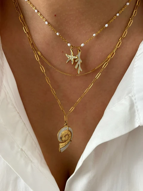 Peri'sbox-Collier avec pendentif étoile de mer en biscuits blanc pour femme, bijoux étanches pour fête sur la plage, nouveau, 2024 1