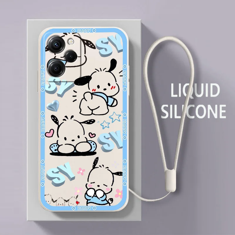 

Pochacco Dog Cute For Xiaomi POCO X5 M5 C40 M4 X4 F4 C40 X3 NFC F3 GT M4 M3 M2 Pro C3 X2 4G 5G Liquid Rope Soft Phone Case Cover