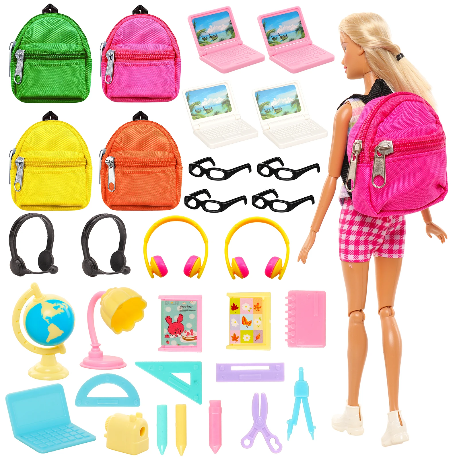 Barwa Random Style 31 Items Doll Accessories=4 Backpacks+4 Computers+4 Earphones+7 Learning Accessories+8 Stationery Sets+4 Glas
Barwa Random Style 31 Items Doll Accessories=4 Backpacks+4 Computers+4 Earphones+7 Learning Accessories+8 Stationery Sets+4 Glas