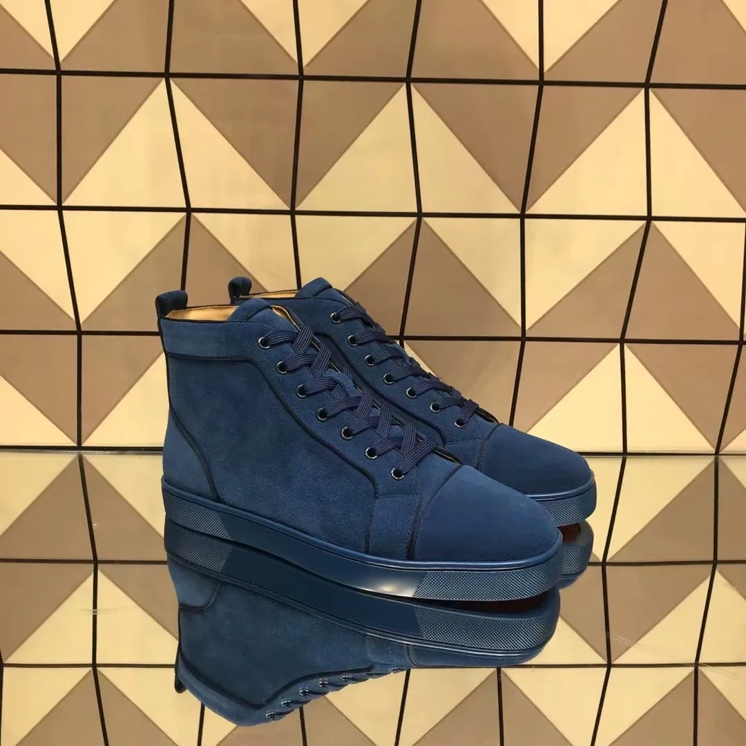 Couple Luxury High Top Red Bottom For Men Trainers Driving Spiked Blue Suede Genuine Leather Wedding Rivets Flats Sneakers Shoes
Couple Luxury High Top Red Bottom For Men Trainers Driving Spiked Blue Suede Genuine Leather Wedding Rivets Flats Sneakers Shoes