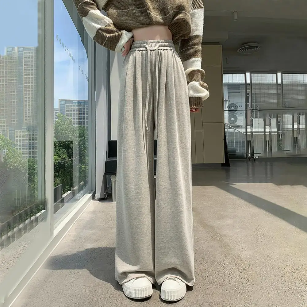 Wide-leg Pants High Elastic Waist Women's Wide Leg Pants with Drawstring Loose Fit Deep Crotch Solid Color Soft Lady for Fall
Wide-leg Pants High Elastic Waist Women's Wide Leg Pants with Drawstring Loose Fit Deep Crotch Solid Color Soft Lady for Fall
