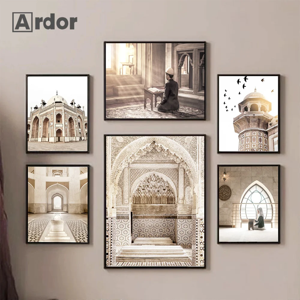 

Modern Church Art Poster Muslim Travel Islam Print Moroccan Architecture Vintage Canvas Painting Nordic Wall Pictures Room Decor