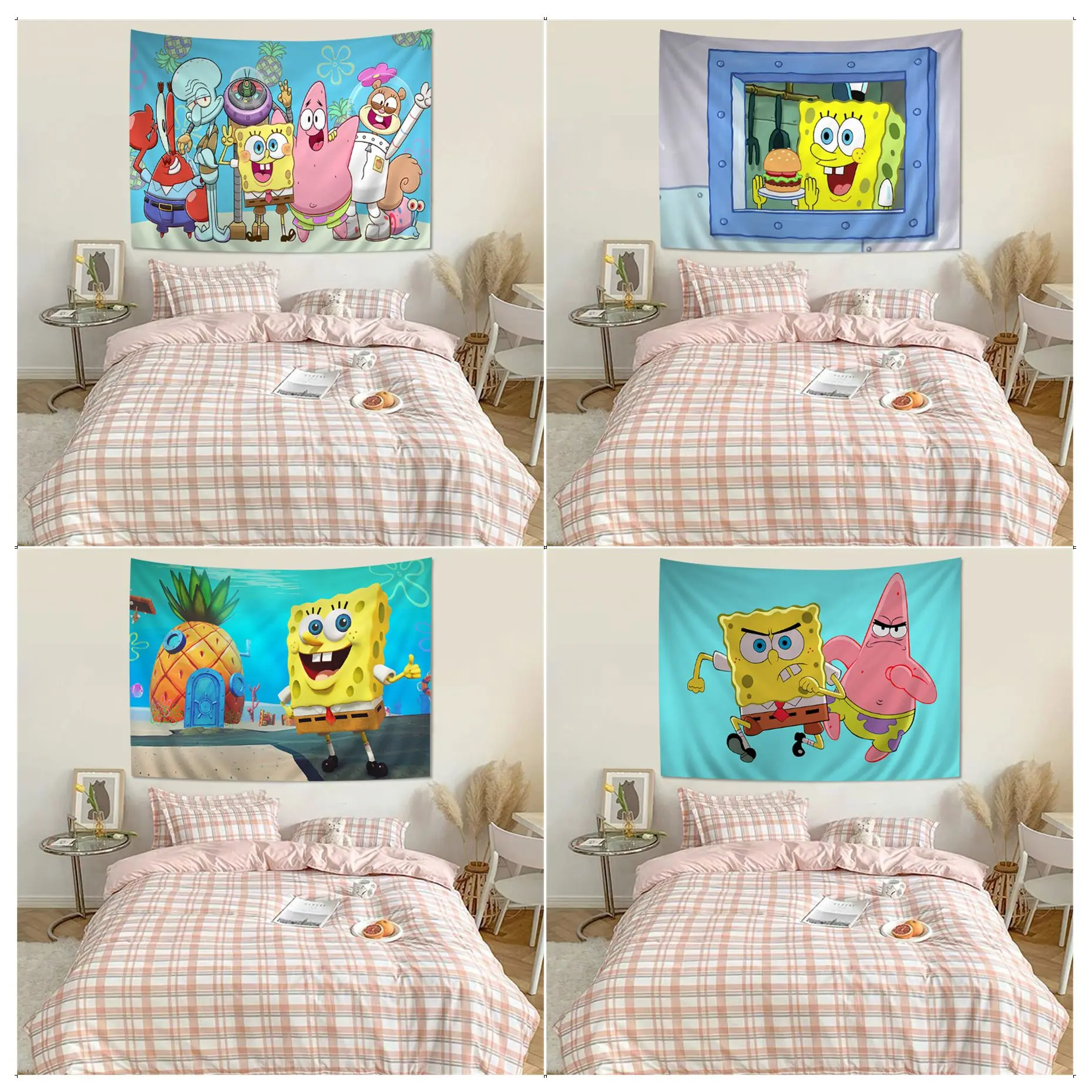 

S-Spongebob Tapestry Colorful Tapestry Wall Hanging Bohemian Wall Tapestries Mandala Wall Hanging Sheets