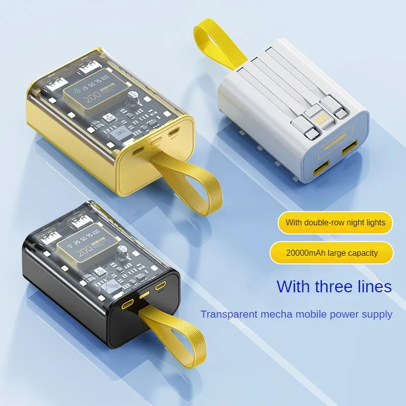 Transparent Cyberpunk Mecha Large Capacity Portable 20000mah Fast Charging With Built In Cable Three In One Power Bank
Transparent Cyberpunk Mecha Large Capacity Portable 20000mah Fast Charging With Built In Cable Three In One Power Bank