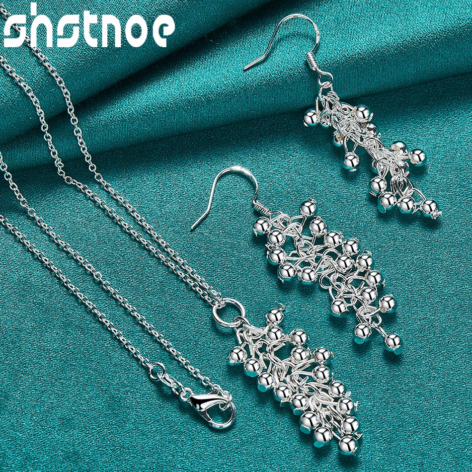 SHSTONE 925 Sterling Silver Jewelry Set Grape Bead Series Pendant Necklace Earring For Woman Bridal Wedding Birthday Accessories 
SHSTONE 925 Sterling Silver Jewelry Set Grape Bead Series Pendant Necklace Earring For Woman Bridal Wedding Birthday Accessories