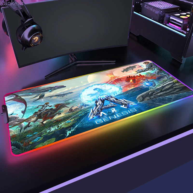 

RGB LED Gaming XL Dazzling Cool Mouse Pad Keyboard Desk Carpet Game Rubber No-slip Mousepad Gamer Ark Survival Evolved Dinosaur