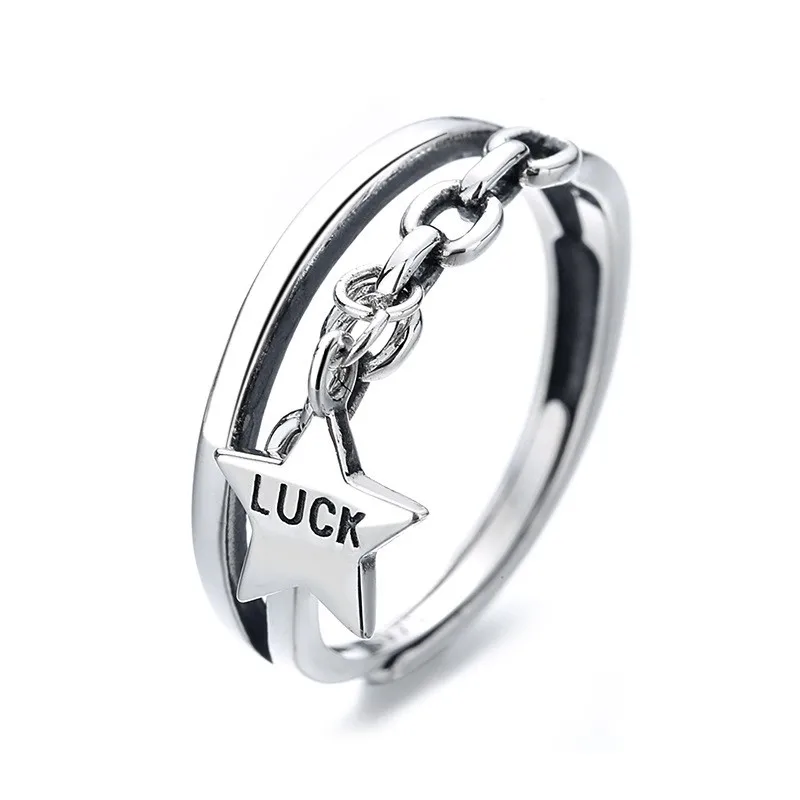 381FJ 389FJ ZFSILVER Silver S925 Trendy Adjustable Retro Double-layer Letter Lucky Star Rings For Girl Men Women Wedding Jewelry
381FJ 389FJ ZFSILVER Silver S925 Trendy Adjustable Retro Double-layer Letter Lucky Star Rings For Girl Men Women Wedding Jewelry