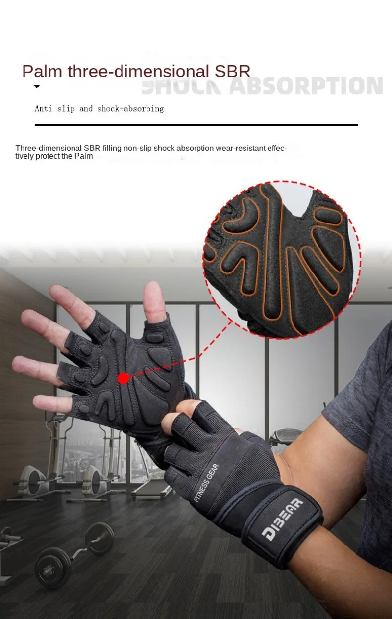 Half Finger Bodybuilding Gym Gloves Weightlifting Dumbbell Kettlebell Training Workout Anti-Slip Fitness Gloves for Men Women S0d4b18dec447496a8310a25af7c6141du