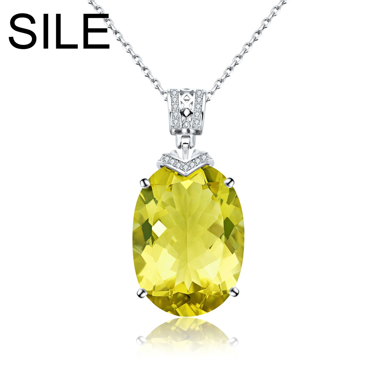 SILE Fine Jewelry Women's 925 Sterling Silver Natural 21.85Ct Lemon Quartz Gemstone Pendant Necklaces Party Dating Wedding Jewel
SILE Fine Jewelry Women's 925 Sterling Silver Natural 21.85Ct Lemon Quartz Gemstone Pendant Necklaces Party Dating Wedding Jewel